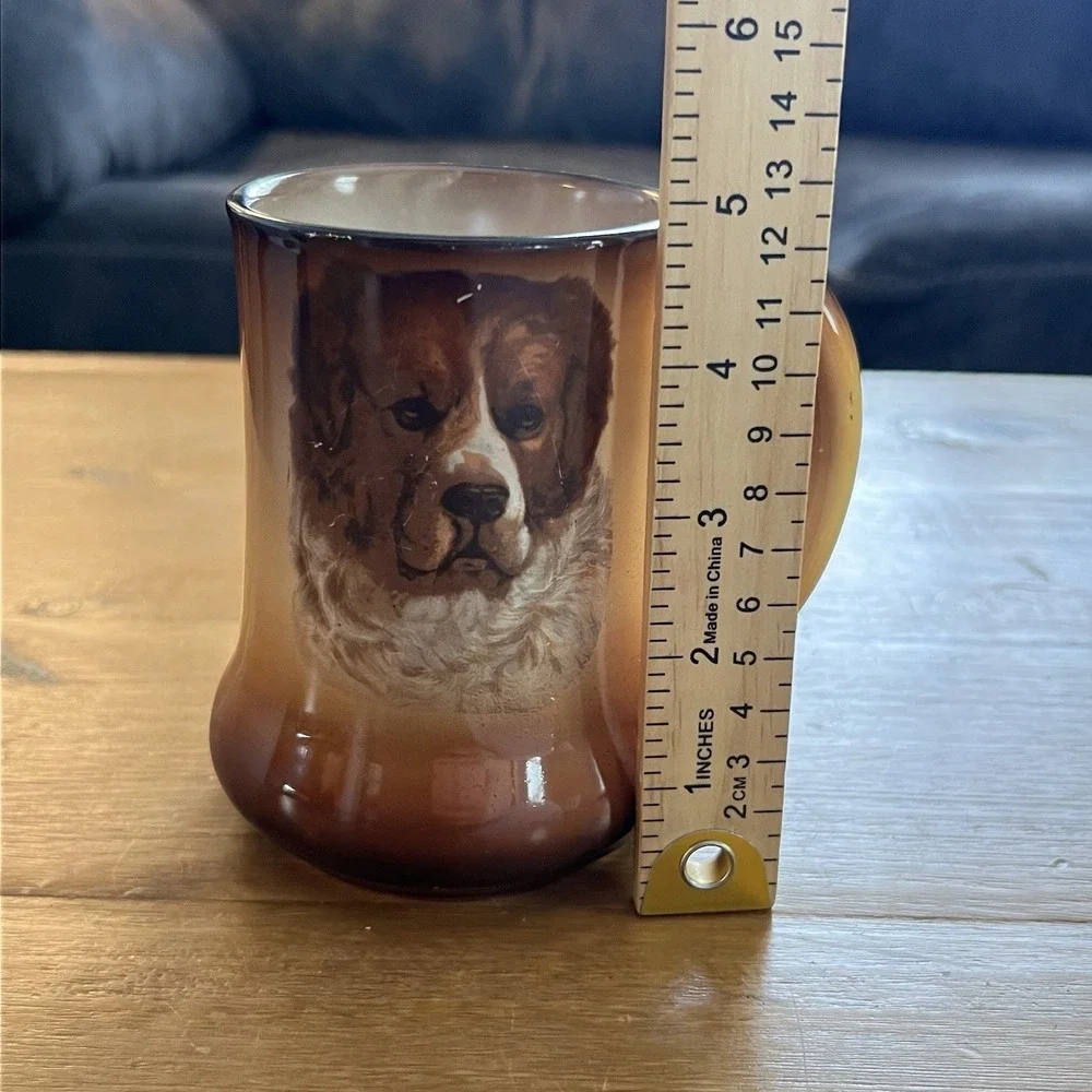 Vintage Taylor Smith Taylor TST St Bernard Dog Mug Brown Drip Glaze Coffee Cup - Picture 9 of 10